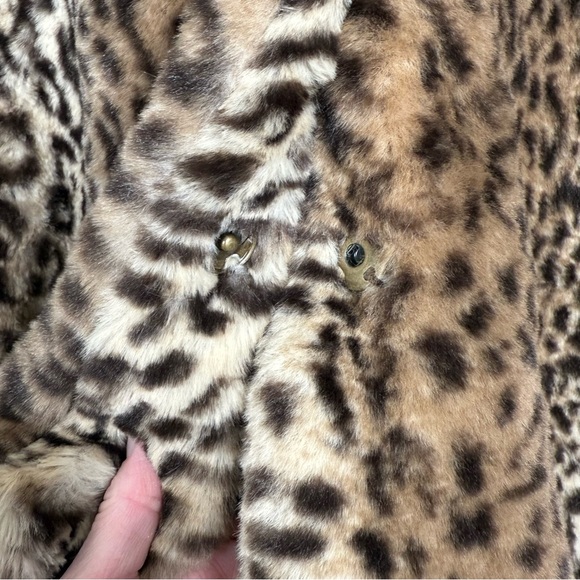 C&C California Girls Leopard Faux Fur Coat Size 14 Brown Black - Picture 6 of 11